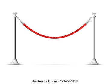 Silver Barricade With Red Rope - Barrier Rope, Vip Zone Border