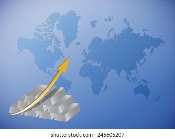 silver bars illustration design over a world map background