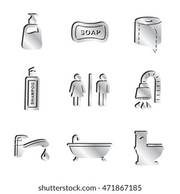 Silver Bathroom and Restroom Icon Set