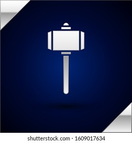 Silver Battle hammer icon isolated on dark blue background.  Vector Illustration