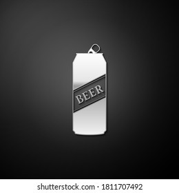 Silberbär kann Symbol einzeln auf schwarzem Hintergrund. Lange Schattenstil. Vektorgrafik.