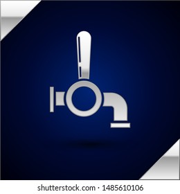 Silver Beer tap icon isolated on dark blue background.  Vector Illustration