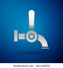 Silver Beer tap icon isolated on blue background.  Vector Illustration