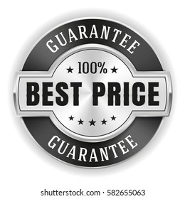 Silver best price badge / button with black border