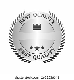 Silver Best Quality Badge with Crown and Laurel Wreath