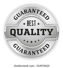 Silver best quality badge on white background