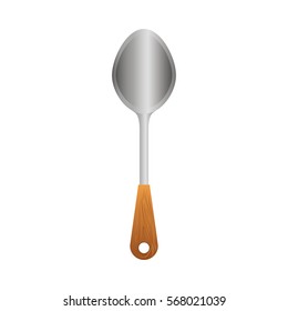 silver big spoon icon image, vector illustration