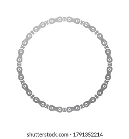 Silver Bike Chain Frame - Round Decoration Element - Vector