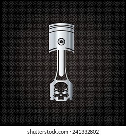 silver biker theme design template with piston and skull