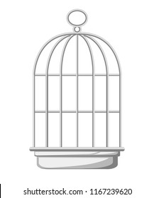 Silver bird cage icon  Flat vector illustration isolated white background 
