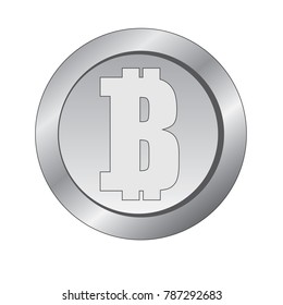 Silver bitcoin icon isolated on a white background