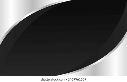 Silver and black abstract curve background, metallic wavy shapes, vector modern wallpaper for templates, banners, cards, web, pages, and others