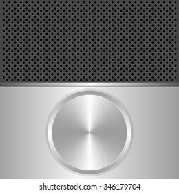 silver and black background with round banner