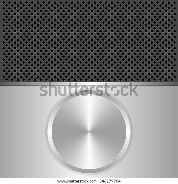 silver and black\
background with round\
banner