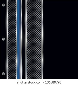 Silver, Black And Blue Metal Border. This Image Is A Vector Illustration