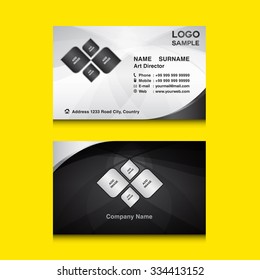 Silver & Black Business Card Design Template Vector Illustration