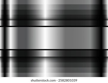 Silver black chrome metal background shiny metallic, vector illustration.
