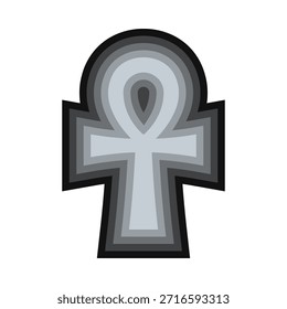 Plata, símbolo de cruz anquilosada concéntrica negra. Un jeroglífico originario del Antiguo Egipto que representa la vida, la inmortalidad y la reencarnación.