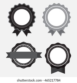 silver and black dot line blank badge with bows vector illustration image showing different design styles