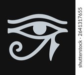 Silver, Black Eye of Horus symbol. A hieroglyph originating from ancient Egypt that represents healing, wisdom and power.