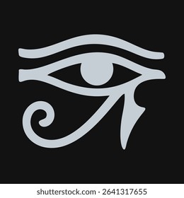 Silver, Black Eye of Horus symbol. A hieroglyph originating from ancient Egypt that represents healing, wisdom and power.