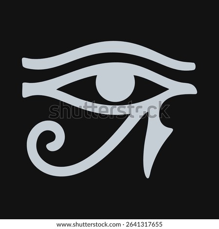 Silver, Black Eye of Horus symbol. A hieroglyph originating from ancient Egypt that represents healing, wisdom and power.