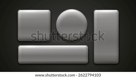 silver, black frame label, event bar button signboard. Vector illustration