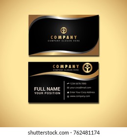 Silver, Black And Gold Business Card Vector