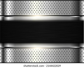 Silver black industrial background, stainless steel texture metallic, diamond metal sheet texture background vector illustration.