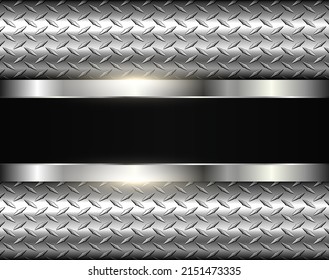 Silver black industrial background, stainless steel texture metallic, diamond metal sheet texture background vector illustration.