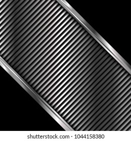 Silver and black metal background. Abstract vector illustration