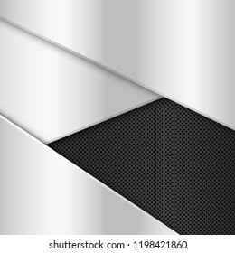 Silver and black metal background. Abstract vector illustration