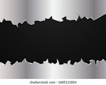 Silver and black metal background. Abstract vector illustration