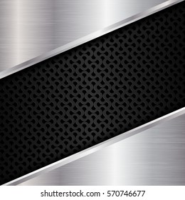 Silver and black metal background. Abstract vector illustration