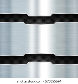 Silver and black metal background. Abstract vector illustration