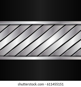 Silver and black metal background. Abstract vector illustration