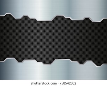 Silver and black metal background. Abstract vector illustration