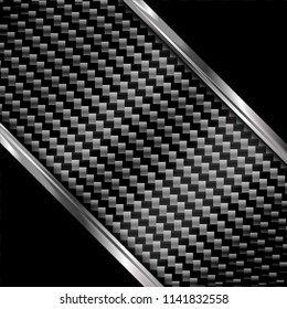 Silver and black metal background. Vector carbon fiber texture. Abstract illustration