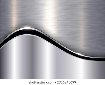 Silver black metallic background, shiny elegant with brushed metal texture pattern, vector illustration.