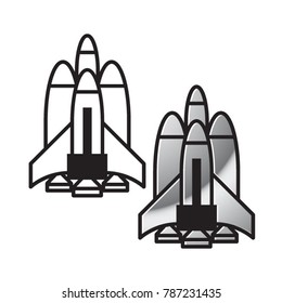 silver and black outline vector space rocket icon