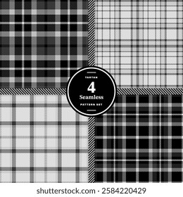 Silver and Black Seamless Pattern Set of 4