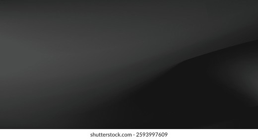 Silver Black and white Original Background. Natural Smooth Surface Illustration. Grey Wavy Gradient Mesh. Blank Metallic Horizontal Lines Backdrop. Monochromatic Alluminium Wavy Gradient Mesh.