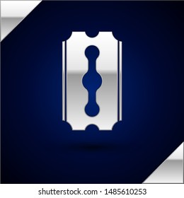 Silver Blade razor icon isolated on dark blue background.  Vector Illustration