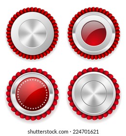 Silver blank badge collection on white background