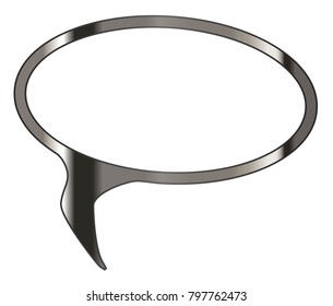 Silver blank speech bubble over a white background
