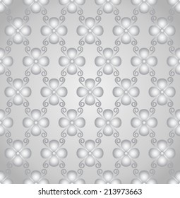 Silver blossom and spiral seamless pattern on pastel background. Sweet bloom for vintage or modern design.