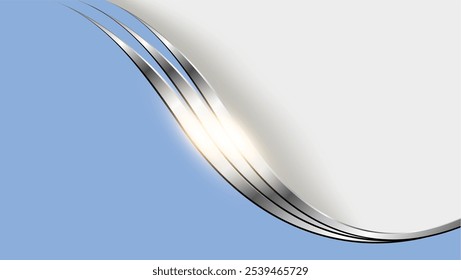 Fondo abstracto azul plateado del negocio con las ondas brillantes del metal, Ilustración vectorial 3d.