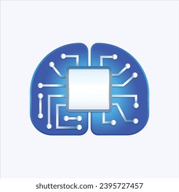 Silver and Blue Artificial intelligence vector icon