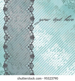 Silver and blue background with grey lace (eps10); jpg version also available