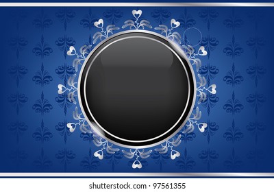 silver blue box with a black ball
